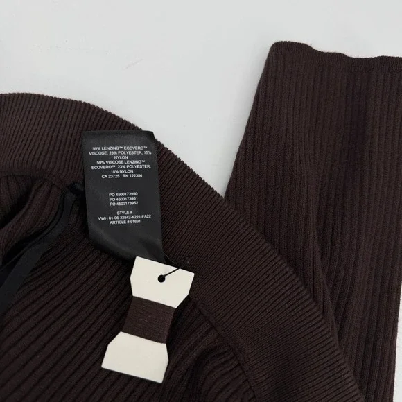 NWT Babaton Aritzia Rich Mocha Brown‎ Rib Knit Leggings Side Slits M - Picture 8 of 11